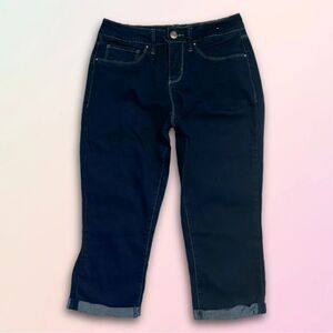 Royalty For Me, Dark Denim, Rolled Hem, Capri Jeans